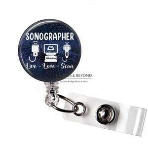 🩺🖤 Sonographer Live Love Scan Badge Reel | Ultrasound Retractable ID Holder